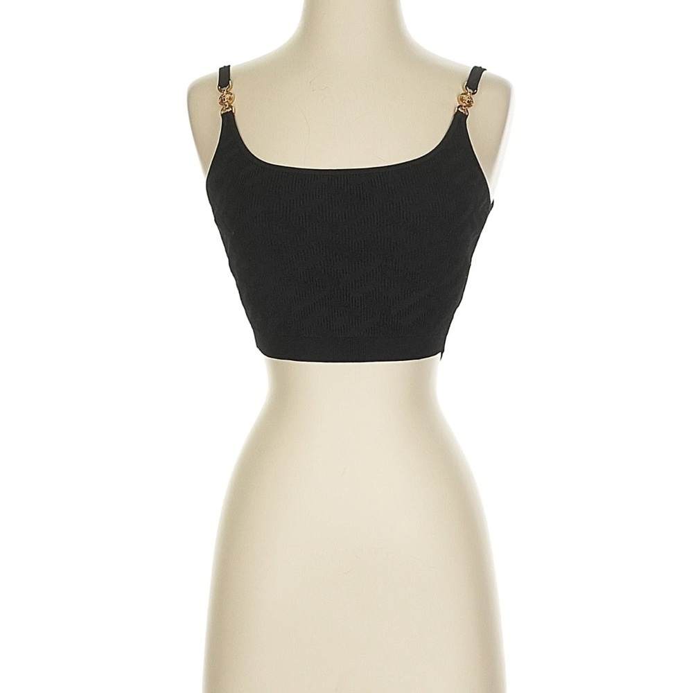 Versace Black Crop Top with Gold Accents